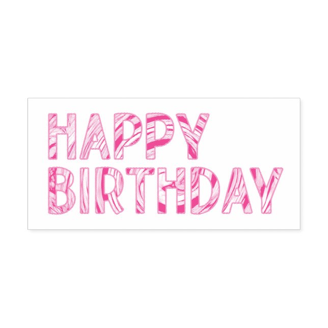 Happy Birthday Striped Groovy Colourful  Self-inking Stamp (Design)