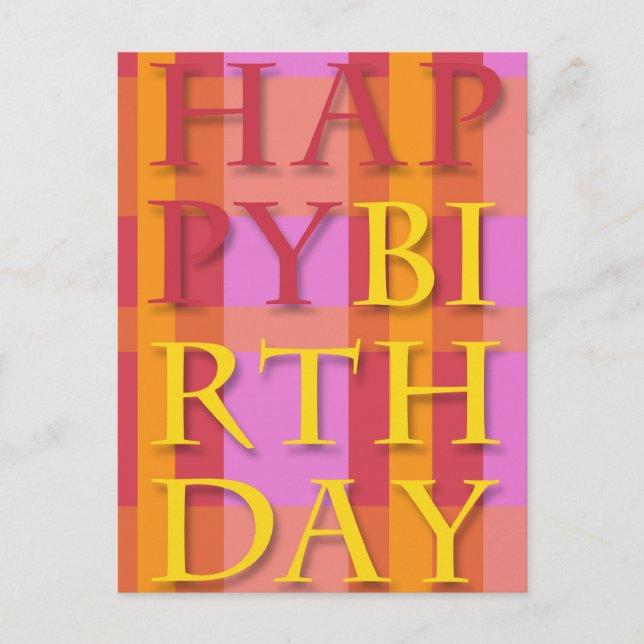 Happy Birthday Stripes Postcard (Front)