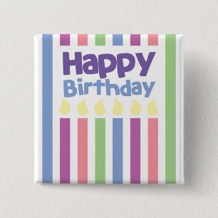 Happy Birthday stripey card 2 Inch Square Button