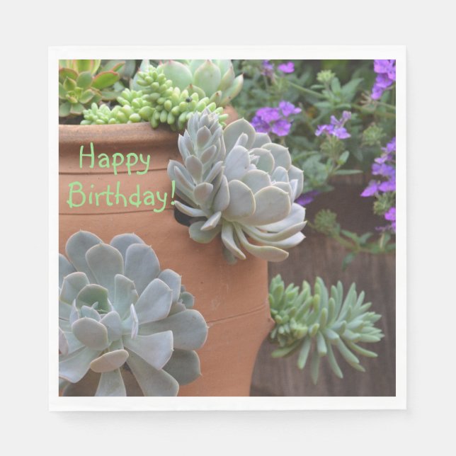 Happy Birthday Succulent Addict Napkin (Front)