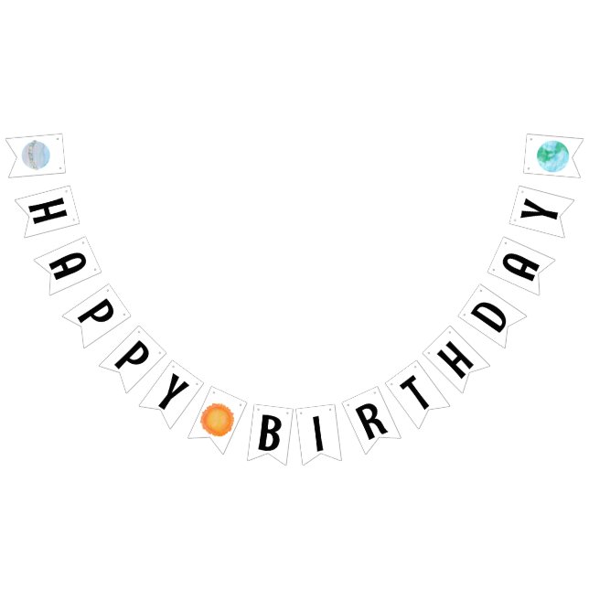 Happy Birthday Sun And Planets Bunting Flags (All)