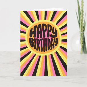 Happy Birthday Sunburst Letterpress Card