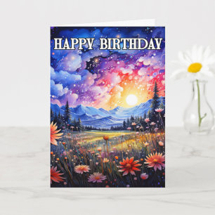 Happy Birthday Sundown Outdoor Landscape Card