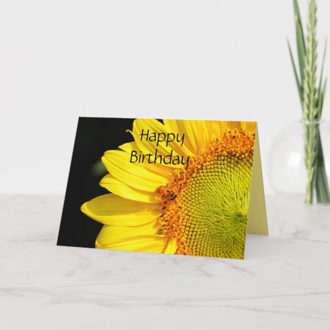 Happy Birthday Sunflower With Honeybee Card (Front)
