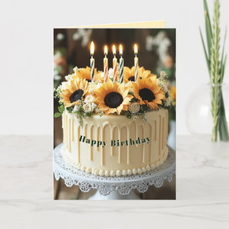 Happy Birthday Sunflowers Candles   Card