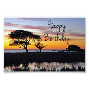 Happy Birthday Sunset on Beach Photo Print