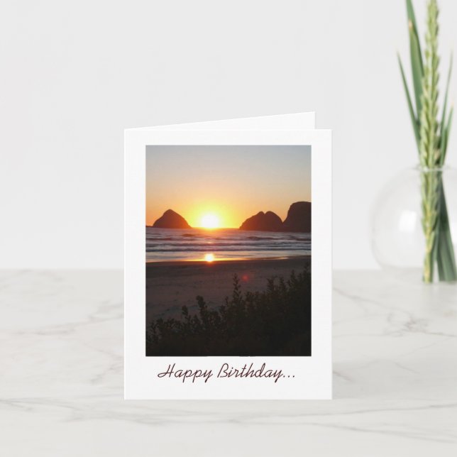 Happy Birthday sunset the beach toes in the sand Card (Front)