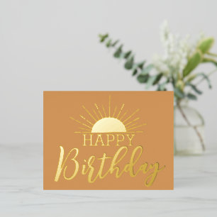 Happy Birthday Sunshine Real Gold Foil   Holiday Postcard