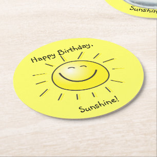 Happy Birthday, Sunshine! Round Paper Coaster