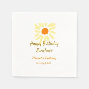 Happy birthday sunshine yellow orange birthday boh napkin