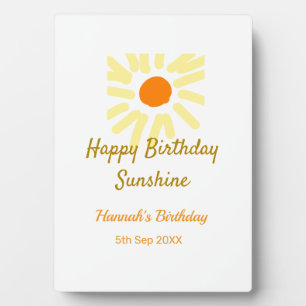 Happy birthday sunshine yellow orange birthday boh plaque