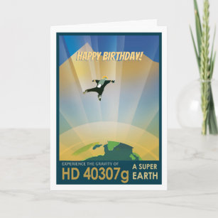 Happy Birthday! Super Earth retro space ad Card