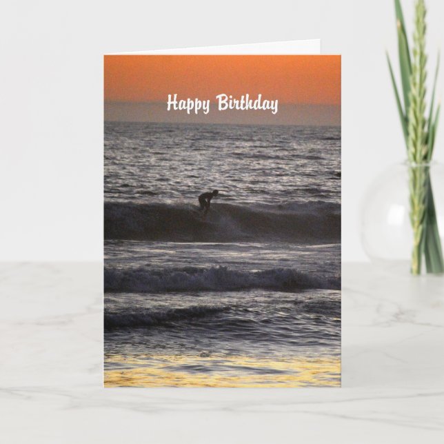 Happy Birthday Surfer at Sunset Card (Front)