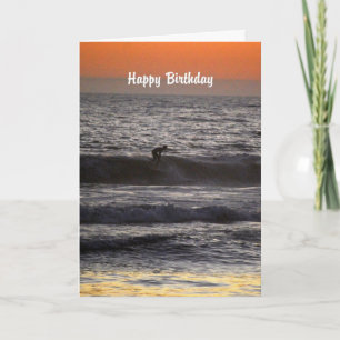 Happy Birthday Surfer at Sunset Card