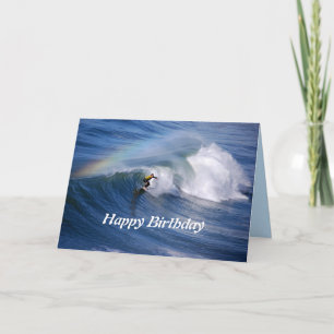 Happy Birthday Surfer With Rainbow Card