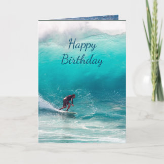 Happy Birthday Surfing Surfer Big Wave  Card