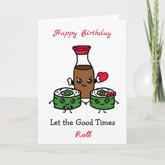 Happy Birthday Sushi Pun Card (Front)