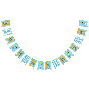 Happy Birthday Suspenders and Bow Tie Bunting Flags