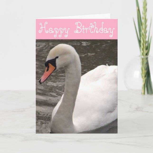 Happy Birthday Swan Birthday Card (Front)