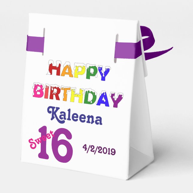 Happy Birthday Sweet 16 Favor Box (Back Side)