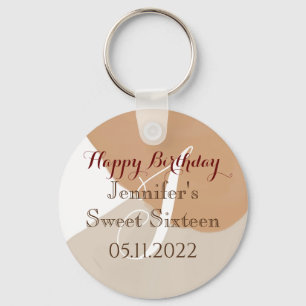 Happy Birthday Sweet 16 Sixteen Monogram name Keychain