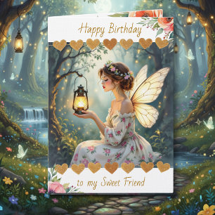Happy Birthday Sweet Friend   Fairy Themed Card