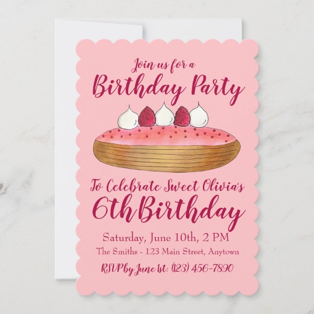 Happy Birthday Sweet Summer Raspberries Berries In Invitation (Front)