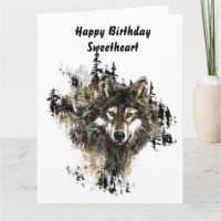 Happy Birthday Sweetheart Blank Wolf, Wolves art