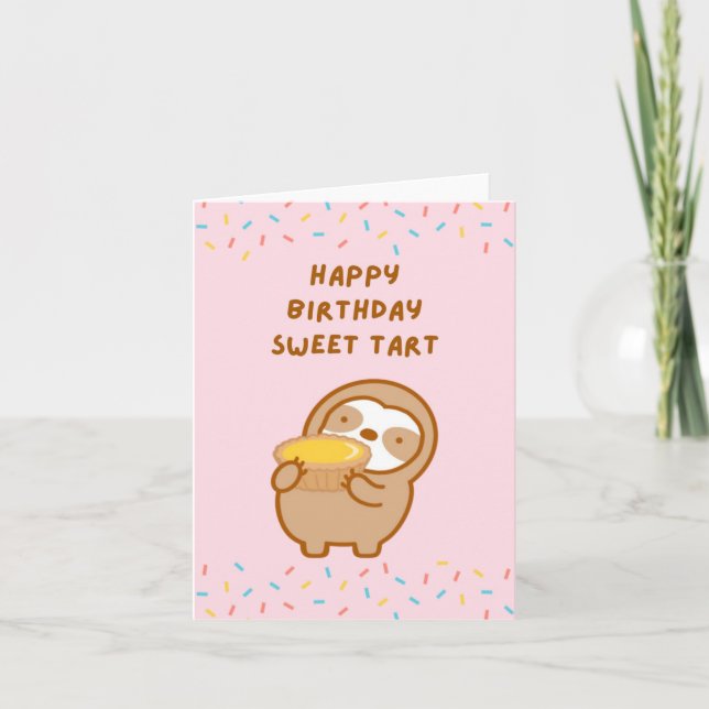 Happy Birthday Sweetheart Egg Tart Sloth Card (Front)