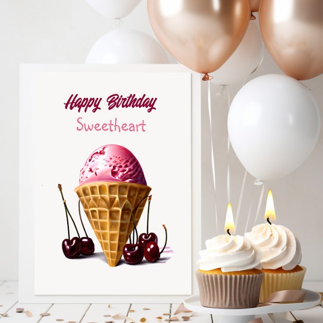 Happy Birthday Sweetheart | Ice Cream Themed Card (Creator Uploaded)