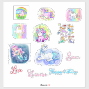 Happy birthday Symbols Sticker - cartoon Unikorn