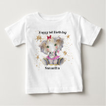 Happy Birthday T-Shirt, 1st Birthday Baby Elephant