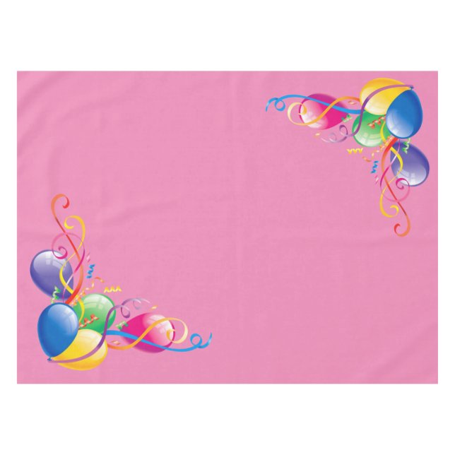 Happy Birthday Tablecloth Balloons Pink (Front (Horizontal))