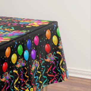 Happy Birthday Tablecloth Confetti Black 