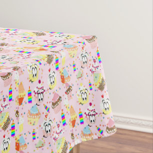 Happy Birthday Tablecloth Cupcakes