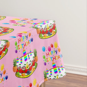 Happy Birthday Tablecloth Fruit Cake