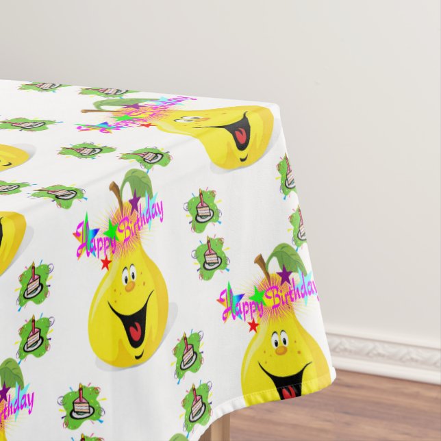 Happy Birthday Tablecloth Pear (In Situ)