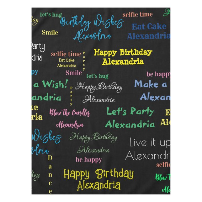 Happy Birthday Tablecloth Personalized Name (Front)