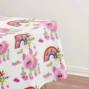 Happy Birthday Tablecloth Pink Pig