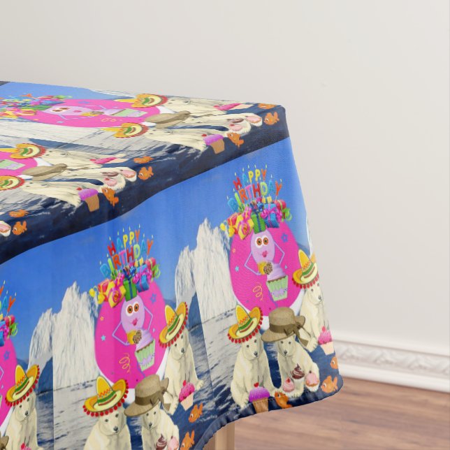 Happy Birthday Tablecloth Polar Bear (In Situ)