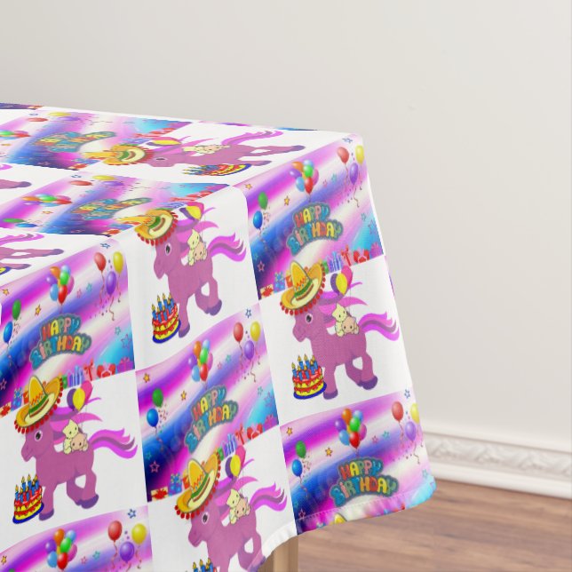 Happy Birthday Tablecloth Pony (In Situ)