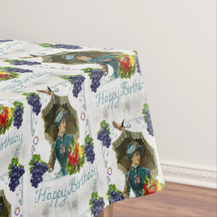 Happy Birthday Tablecloth Victorian Grapes