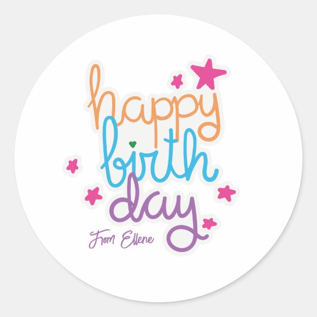 Happy Birthday Tag Sticker (Front)