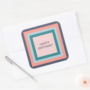 Happy Birthday Tags, Beachy Colour Palette Squares Square Sticker