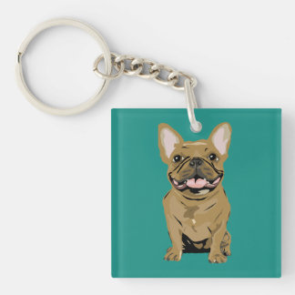 Happy birthday - Tan French Bulldog Keychain