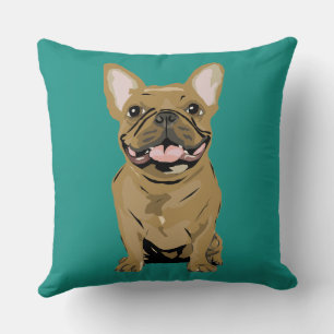 Happy birthday - Tan French Bulldog Throw Pillow