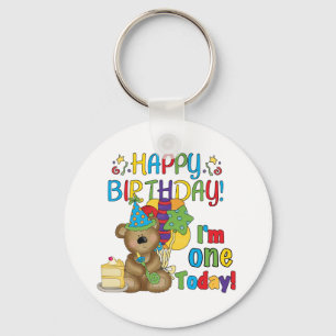 Happy Birthday Teddy Bear 1st T-shirts and Gifts Keychain