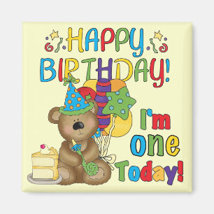 Happy Birthday Teddy Bear 1st T-shirts and Gifts Magnet
