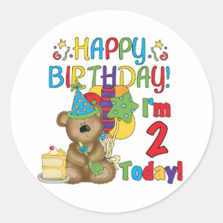 Happy Birthday Teddy Bear 2nd Birthday Classic Round Sticker