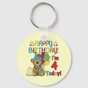 Happy Birthday Teddy Bear 4th T-shirts and Gifts Keychain